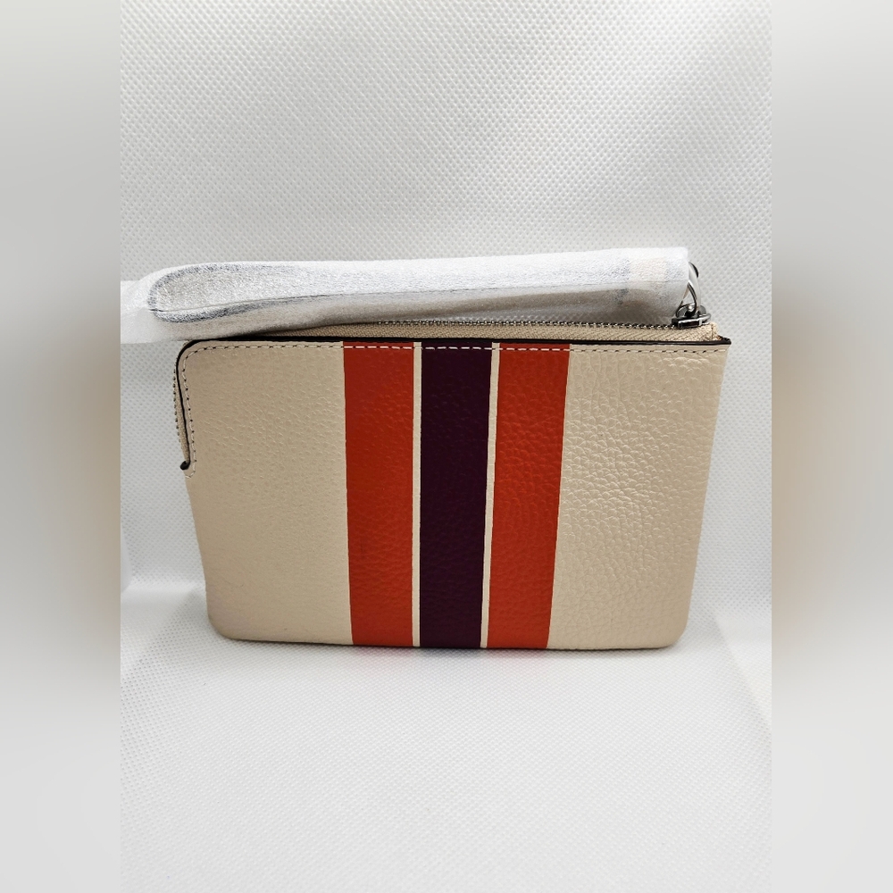 Coach Corner zip Wristlet with Stripe. - Picture 6 of 6